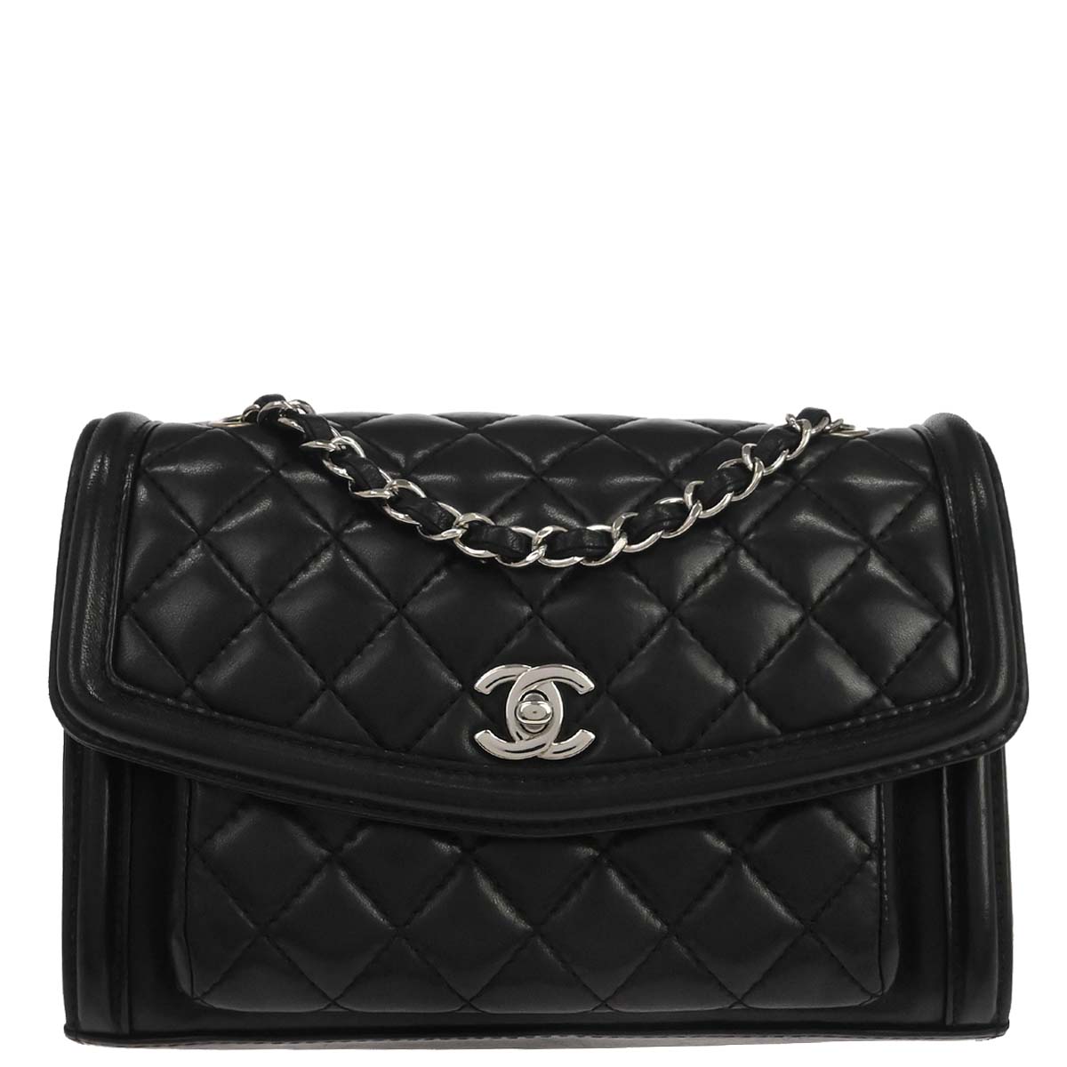 Chanel Black Lambskin Geometric Flap Shoulder Bag