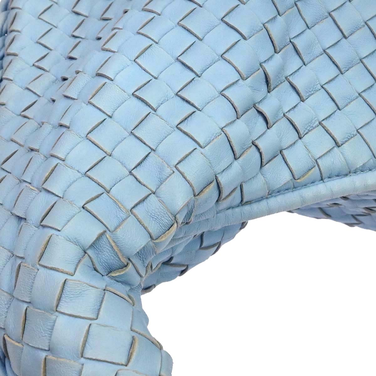 Bottega Veneta Light Blue Lambskin Intrecciato Hobo Handbag