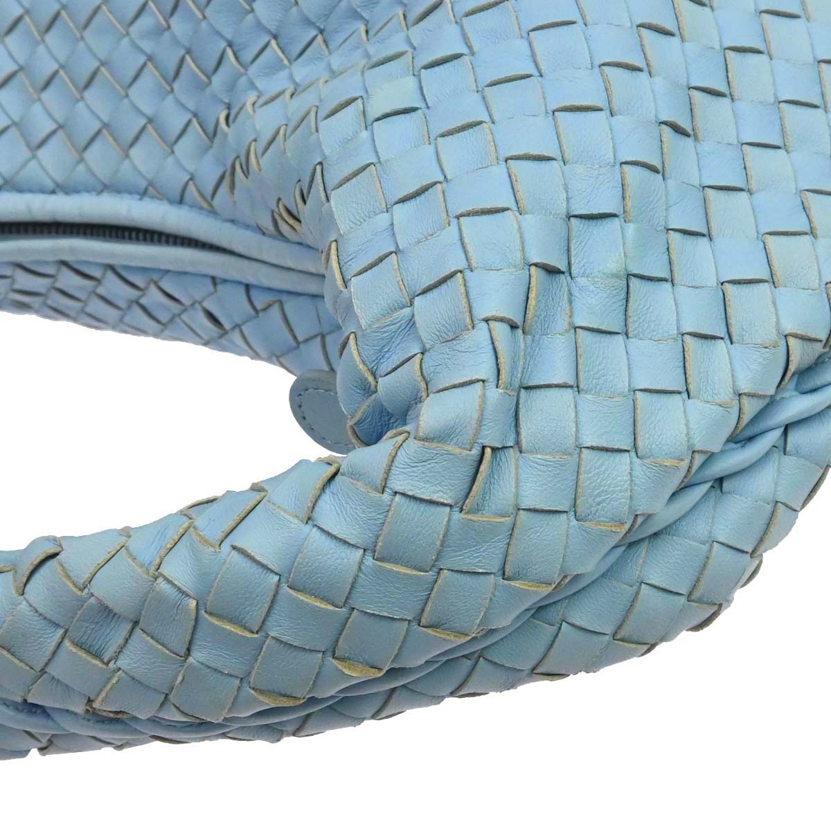 Bottega Veneta Light Blue Lambskin Intrecciato Hobo Handbag