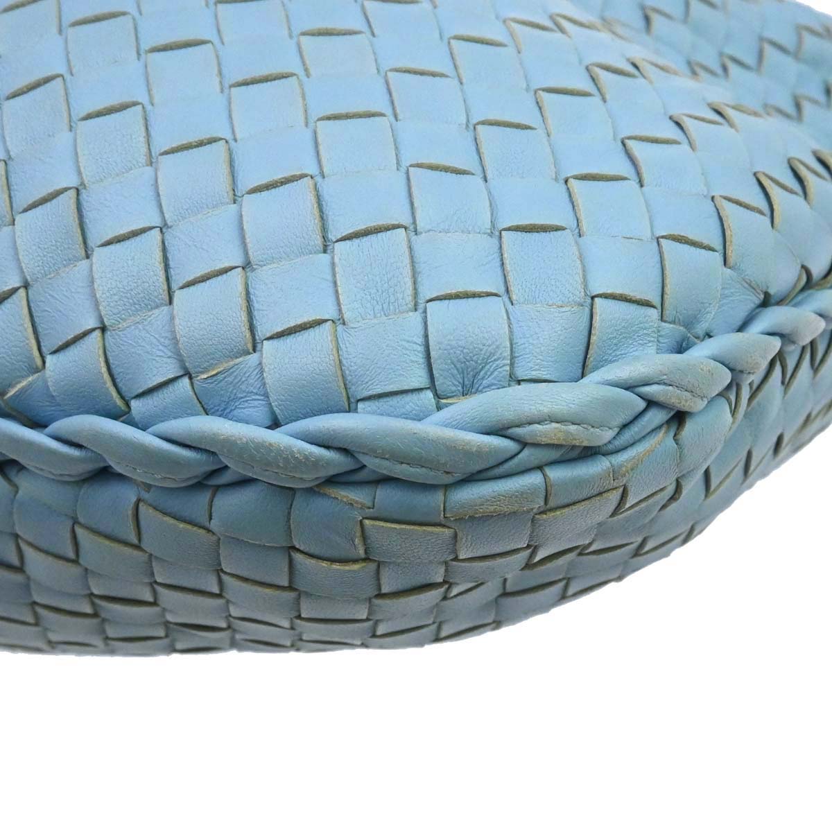 Bottega Veneta Light Blue Lambskin Intrecciato Hobo Handbag
