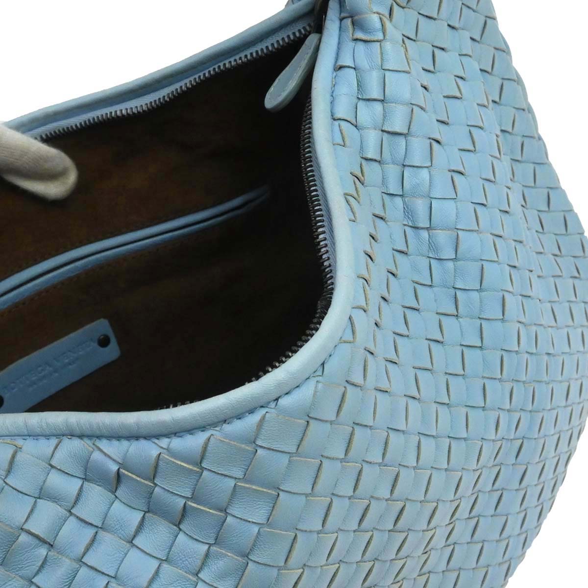 Bottega Veneta Light Blue Lambskin Intrecciato Hobo Handbag