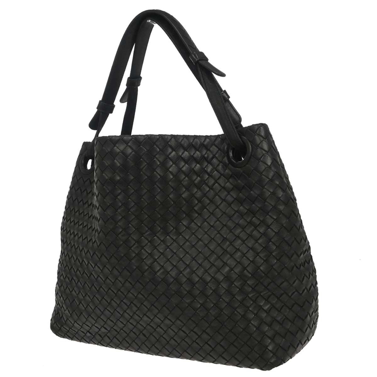Bottega Veneta Black Lambskin Intrecciato Handbag