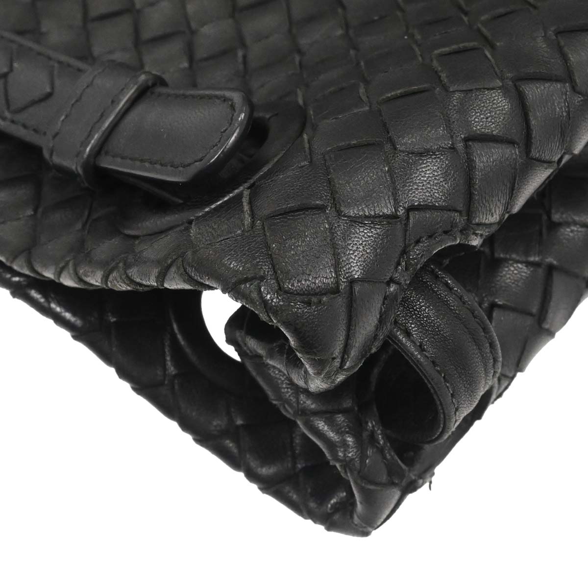 Bottega Veneta Black Lambskin Intrecciato Handbag