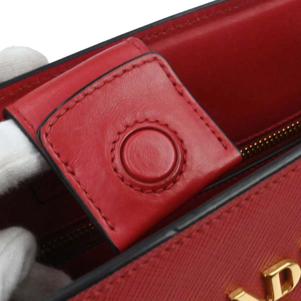 Prada Red Leather 2way Shoulder Tote Handbag