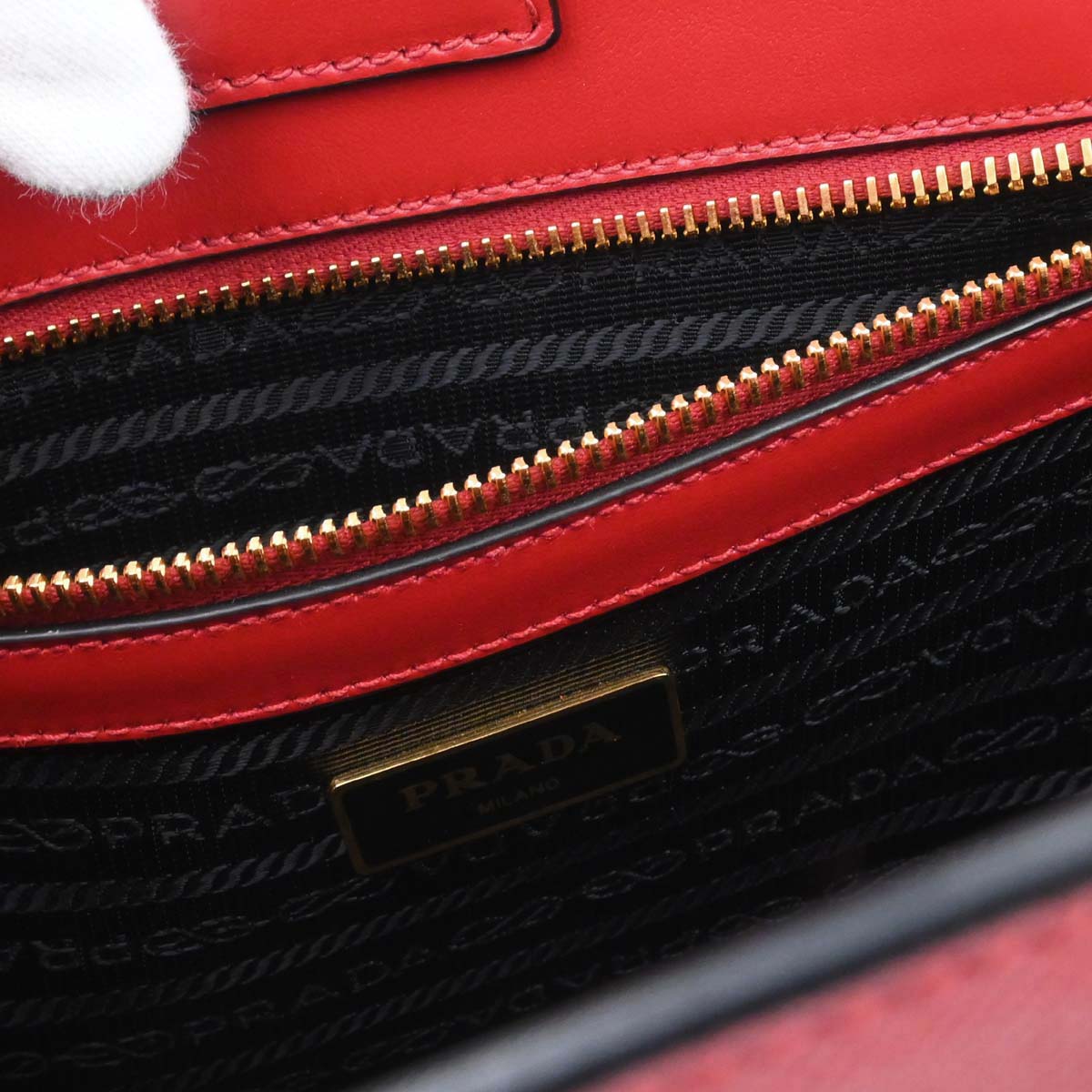 Prada Red Leather 2way Shoulder Tote Handbag