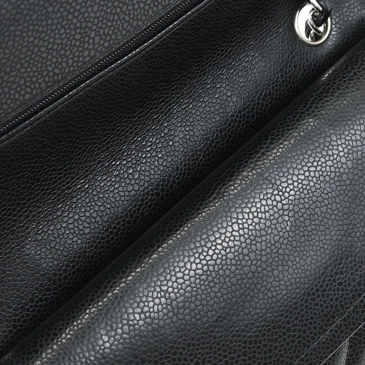 Chanel Black Caviar Skin Chevron Medium Classic Double Flap Shoulder Bag