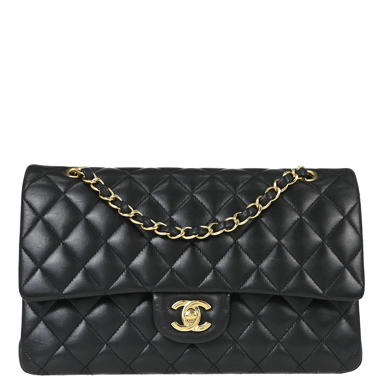 Chanel Black Lambskin Medium Classic Double Flap Shoulder Bag