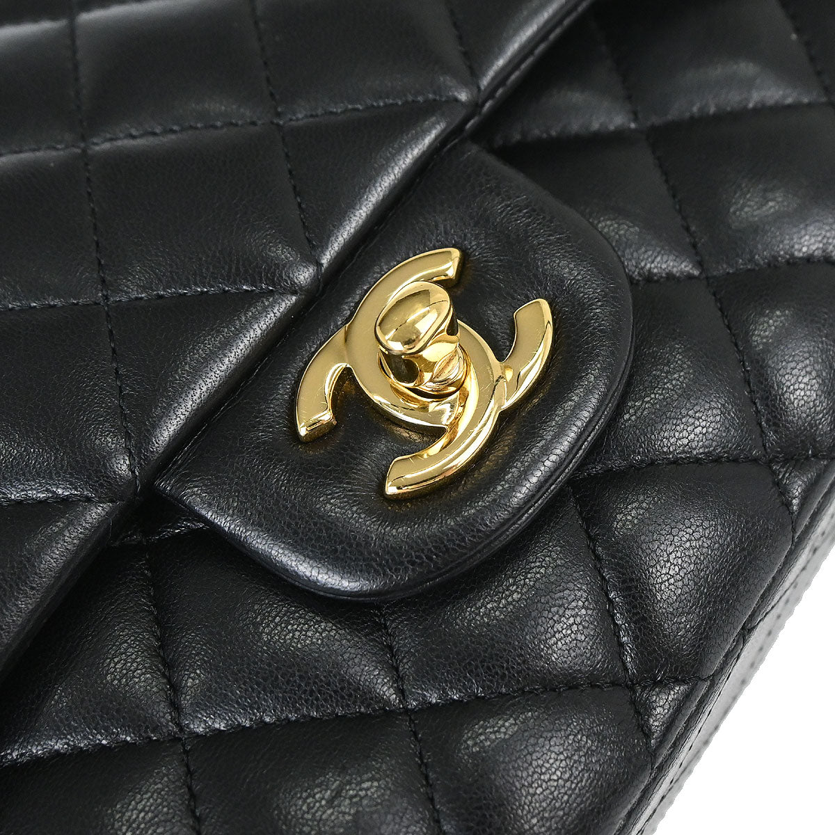 Chanel Black Lambskin Medium Classic Double Flap Shoulder Bag