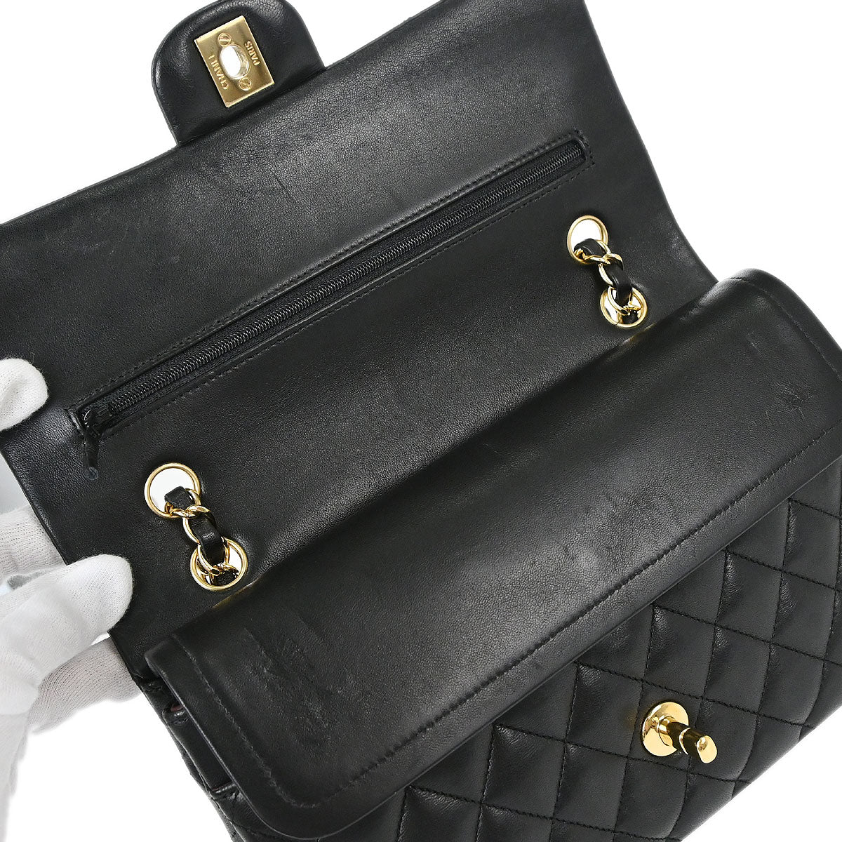 Chanel Black Lambskin Medium Classic Double Flap Shoulder Bag