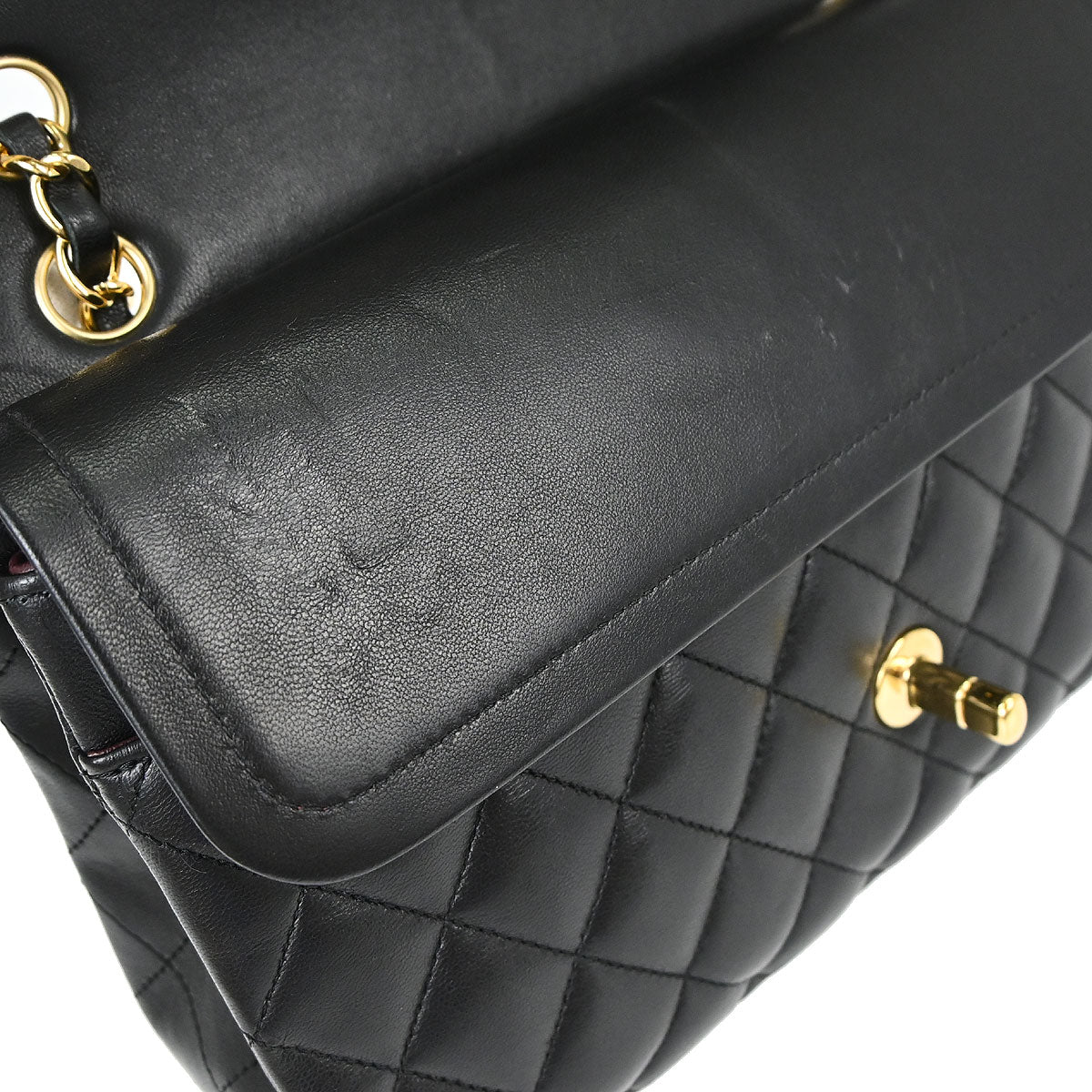Chanel Black Lambskin Medium Classic Double Flap Shoulder Bag