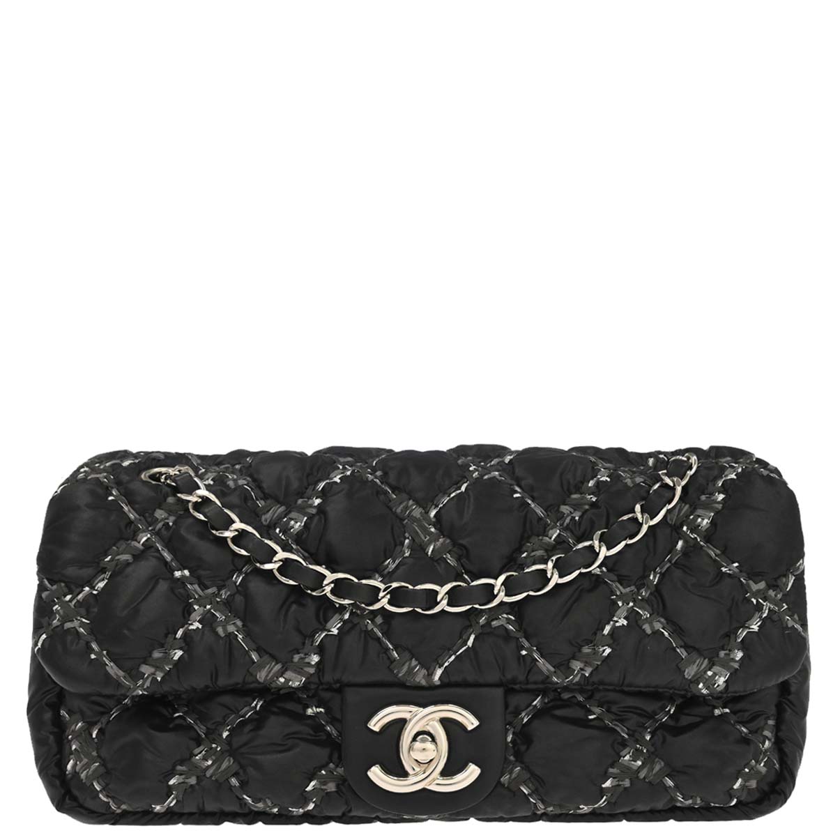 Chanel Black Nylon Tweed Paris-Byzance Bubble Flap Shoulder Bag