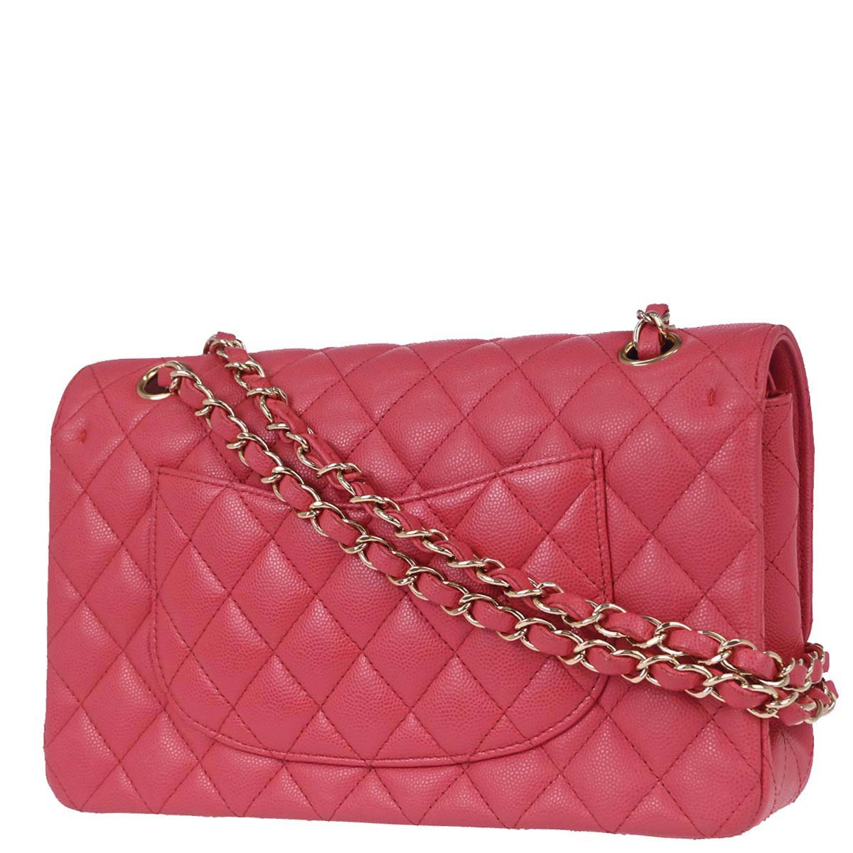 Chanel Pink Caviar Skin Medium Classic Double Flap Shoulder Bag