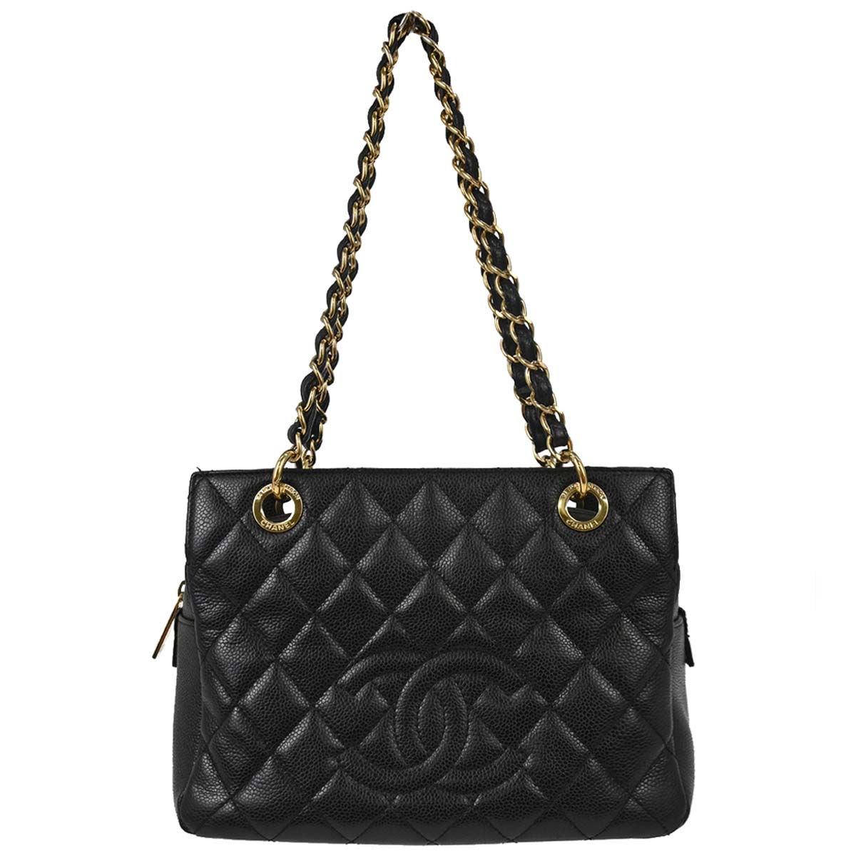 Chanel Black Caviar Skin Petite Timeless Tote PTT Chain Handbag