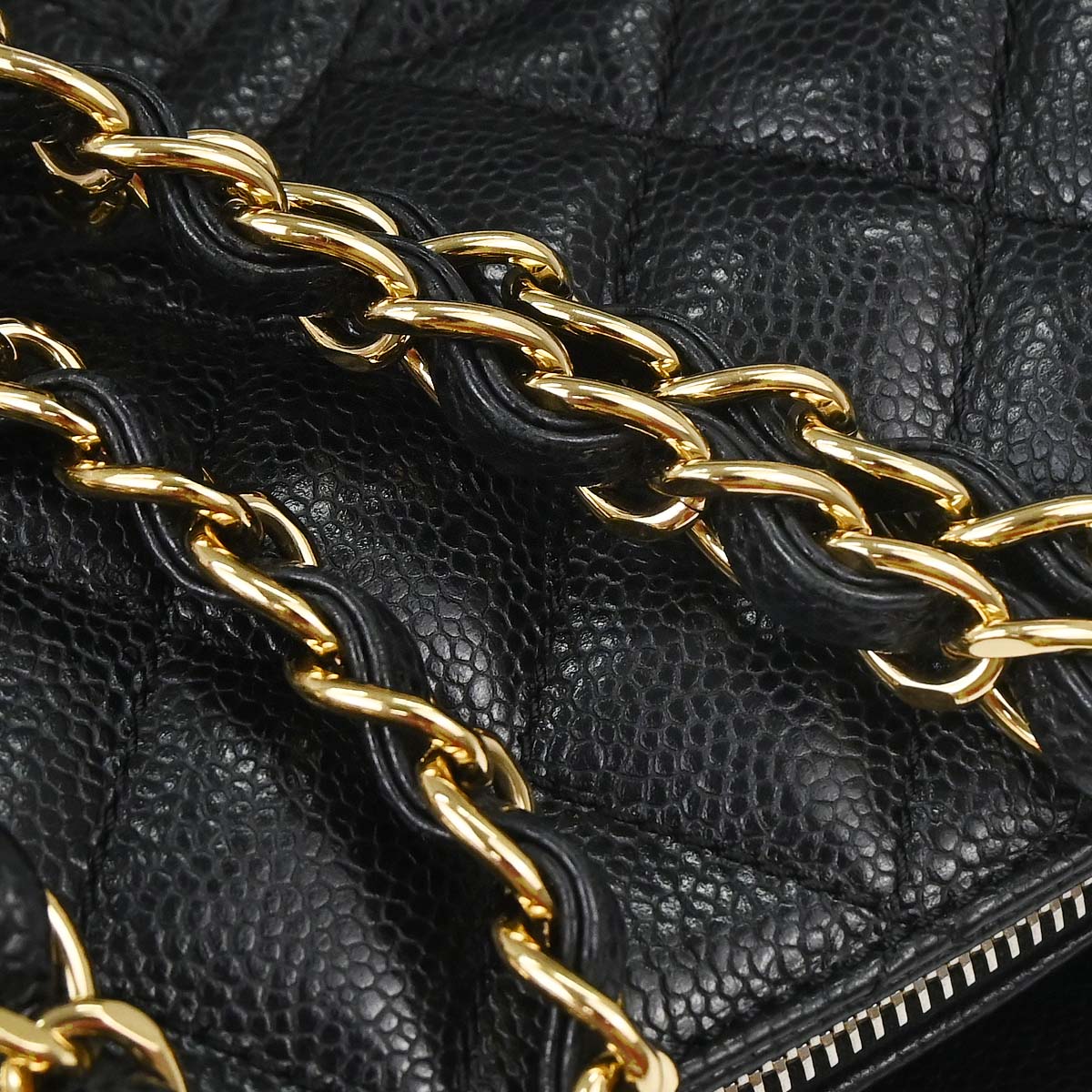 Chanel Black Caviar Skin Petite Timeless Tote PTT Chain Handbag