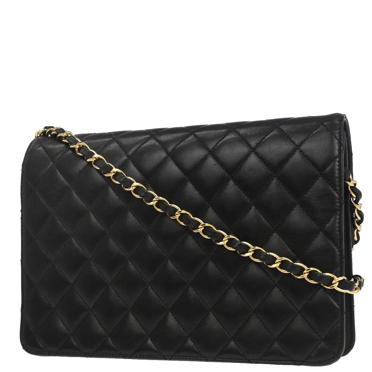 Chanel Black Lambskin Turnlock Medium Half Flap Shoulder Bag