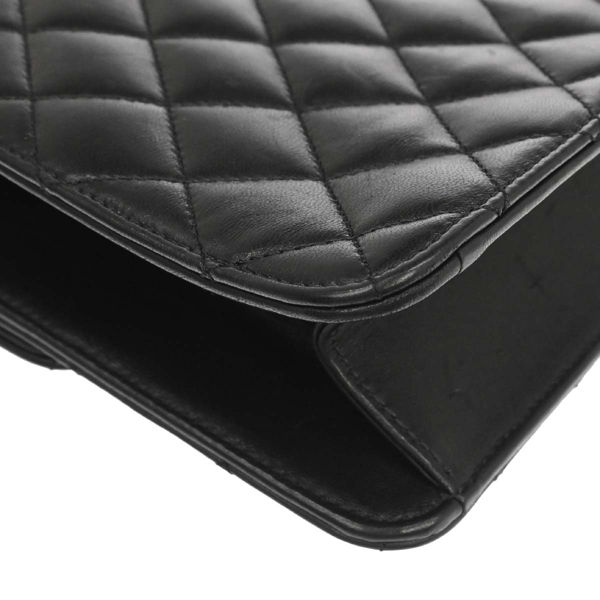 Chanel Black Lambskin Turnlock Medium Half Flap Shoulder Bag