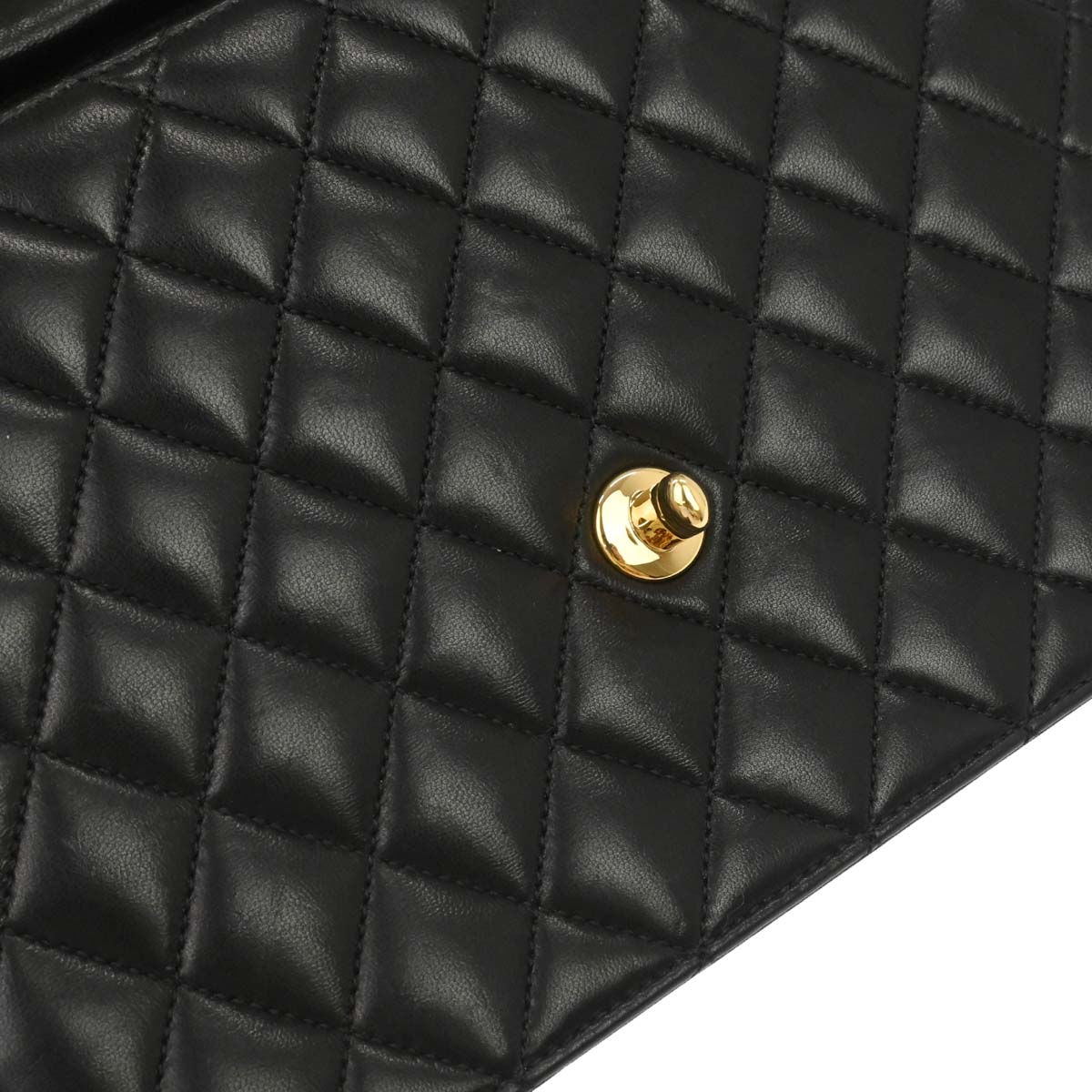 Chanel Black Lambskin Turnlock Medium Half Flap Shoulder Bag