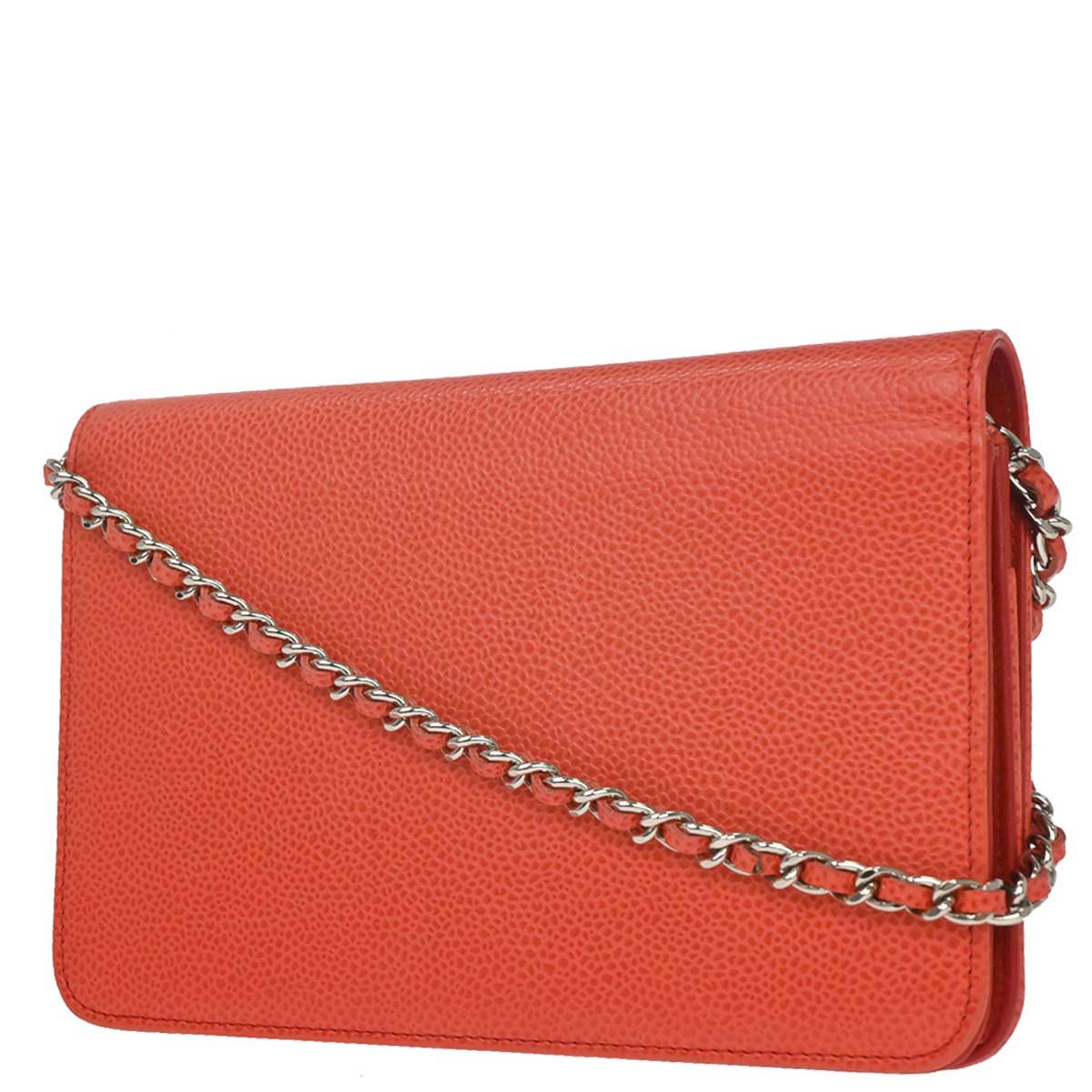 Chanel Red Caviar Skin Timeless WOC Wallet on Chain Shoulder Bag