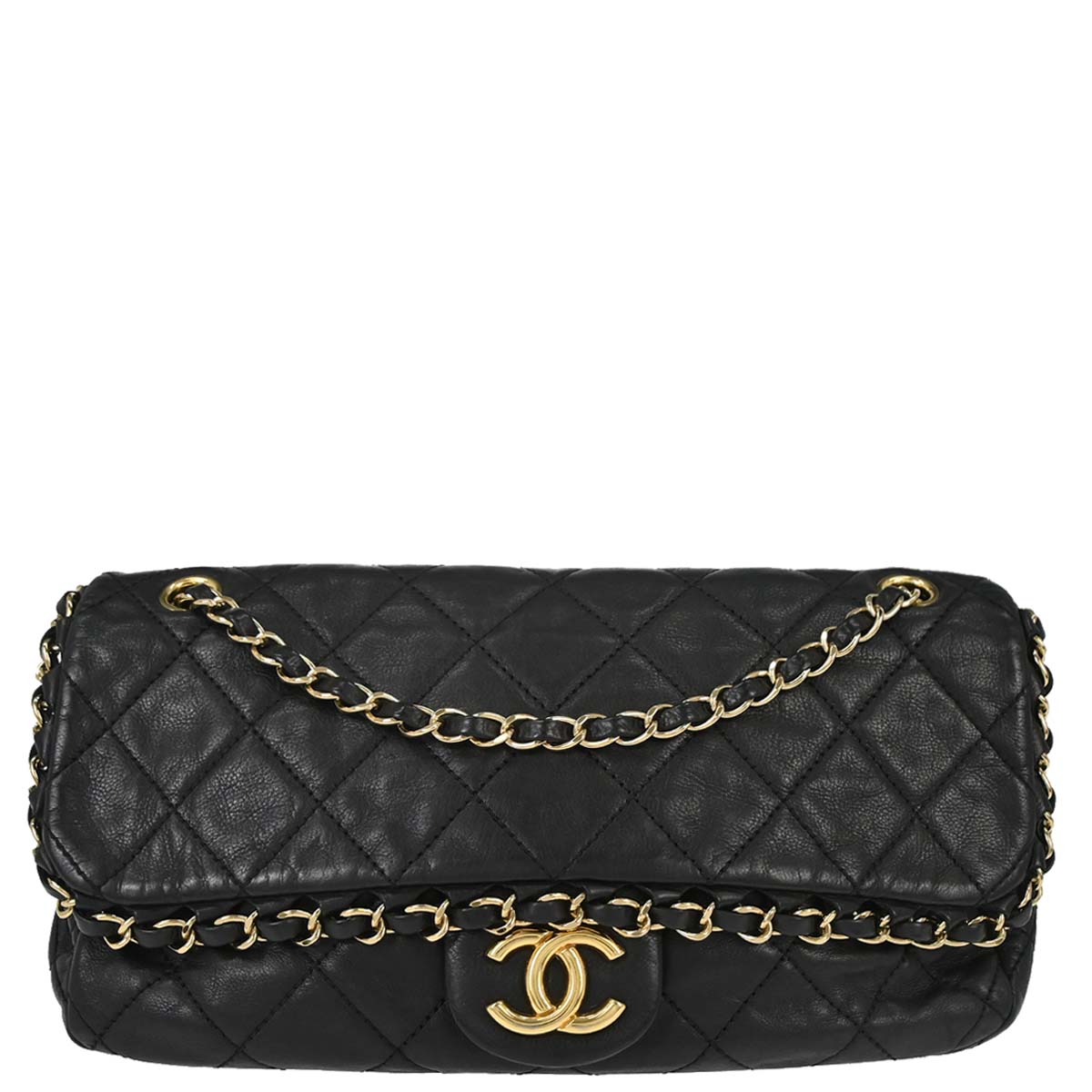 Chanel Black Calfskin Chain Me Shoulder Bag