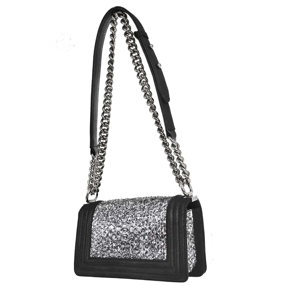Boy Chanel * Silver Python Small Chain Shoulder Bag