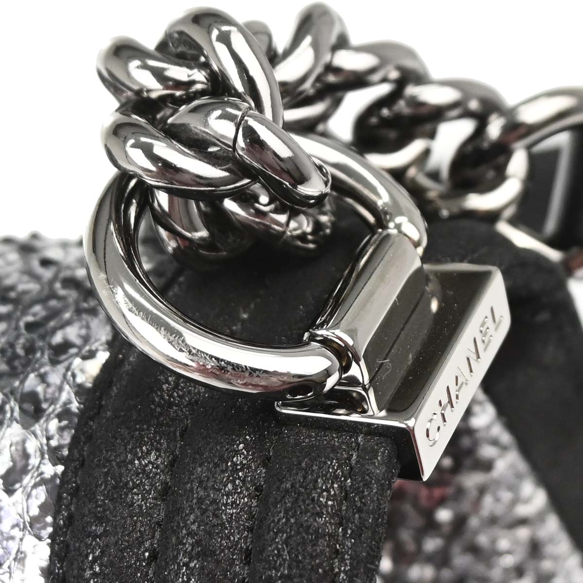 Boy Chanel * Silver Python Small Chain Shoulder Bag