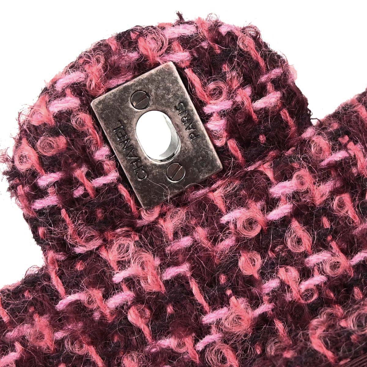Chanel Pink Tweed Medium Classic Double Flap Handbag