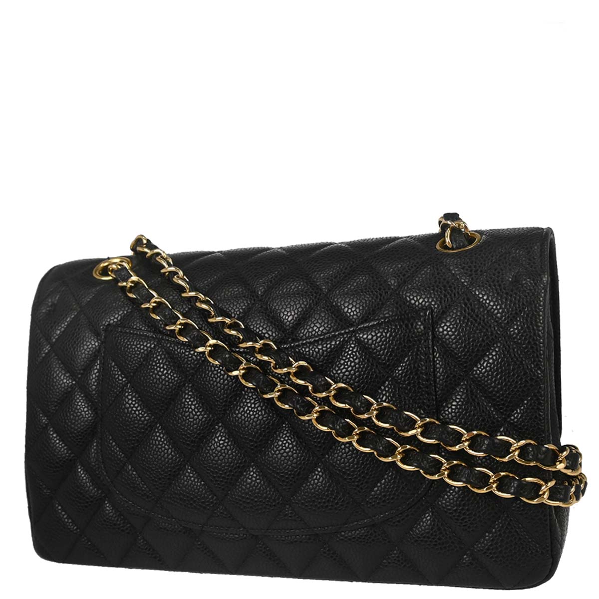 Chanel Black Caviar Skin Medium Classic Double Flap Shoulder Bag