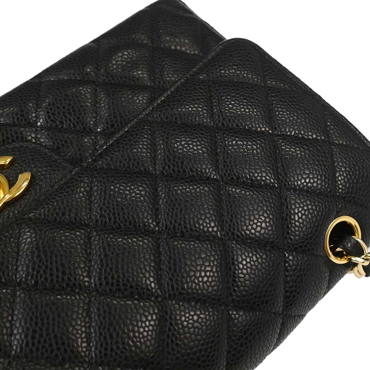 Chanel Black Caviar Skin Medium Classic Double Flap Shoulder Bag