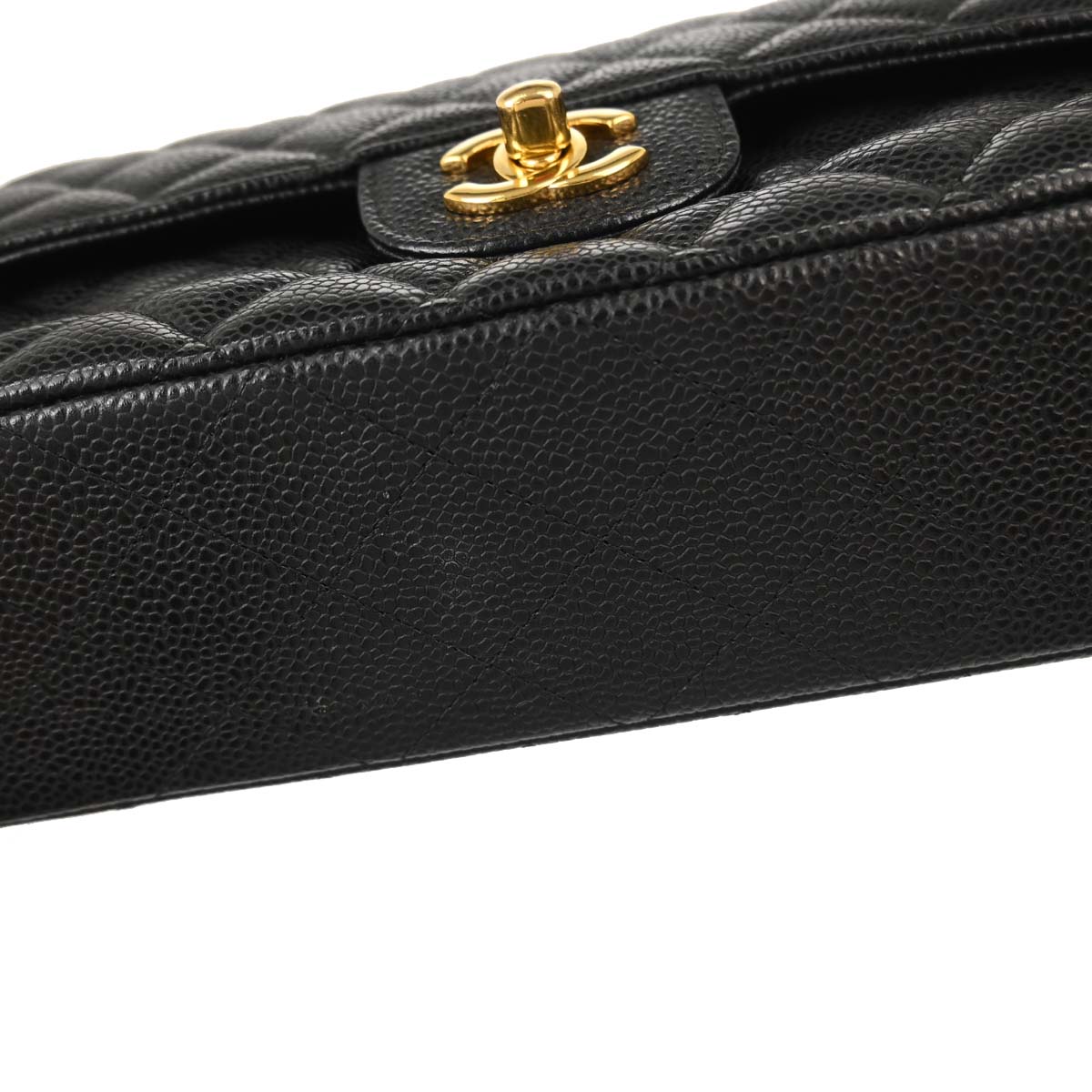 Chanel Black Caviar Skin Medium Classic Double Flap Shoulder Bag