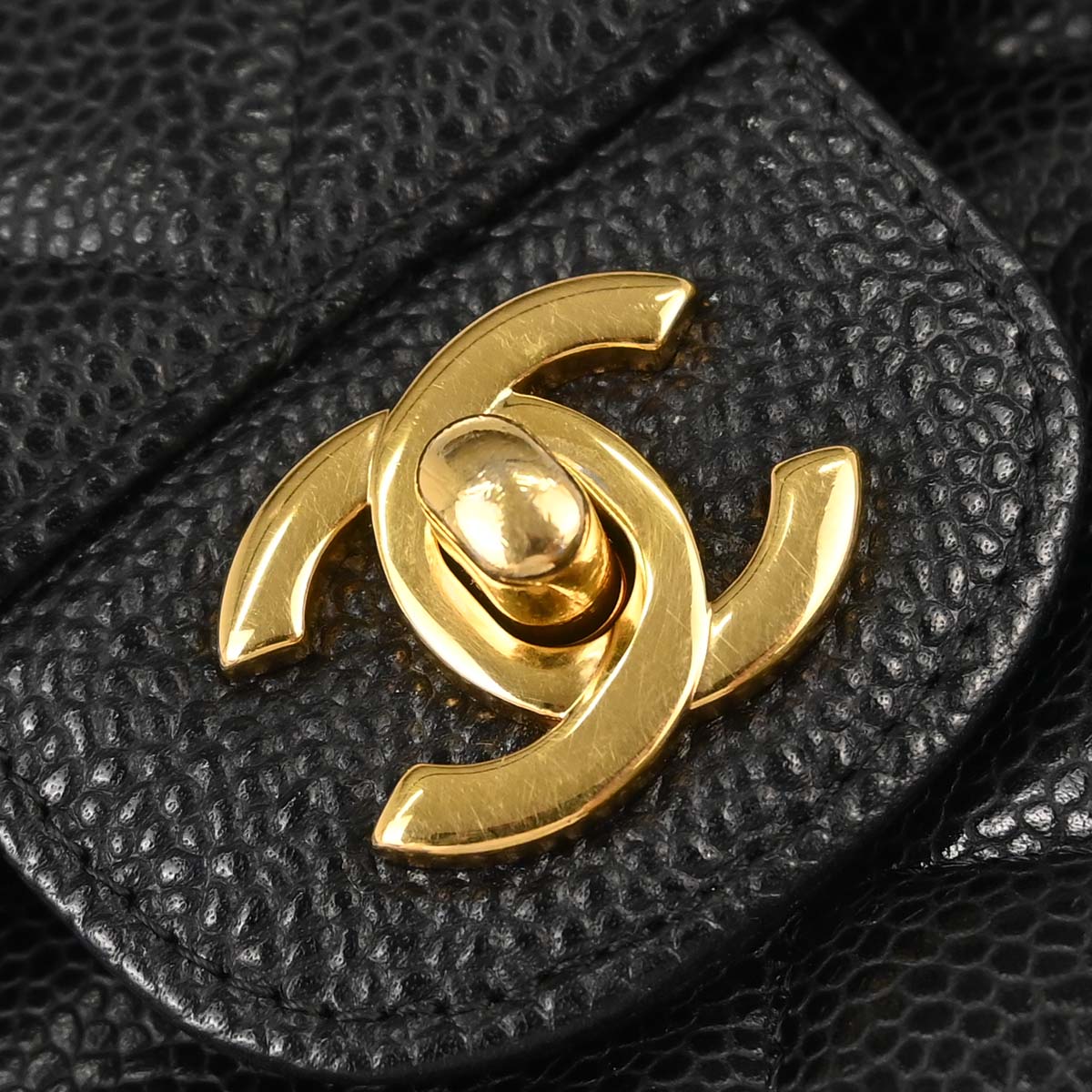 Chanel Black Caviar Skin Medium Classic Double Flap Shoulder Bag