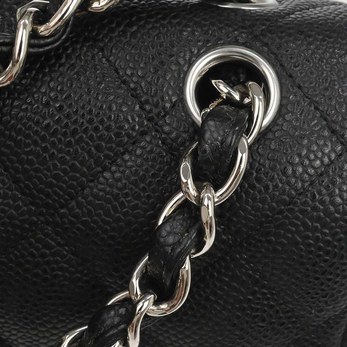 Chanel Black Caviar Skin Jumbo Classic Double Flap Shoulder Bag