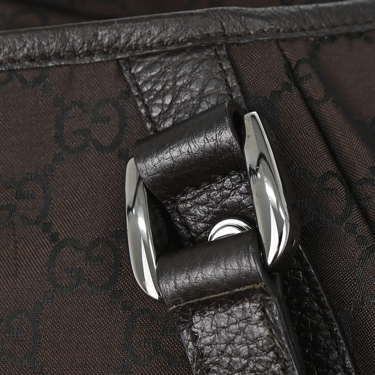 Gucci Brown Nylon GG Abbey D-ring Tote Bag