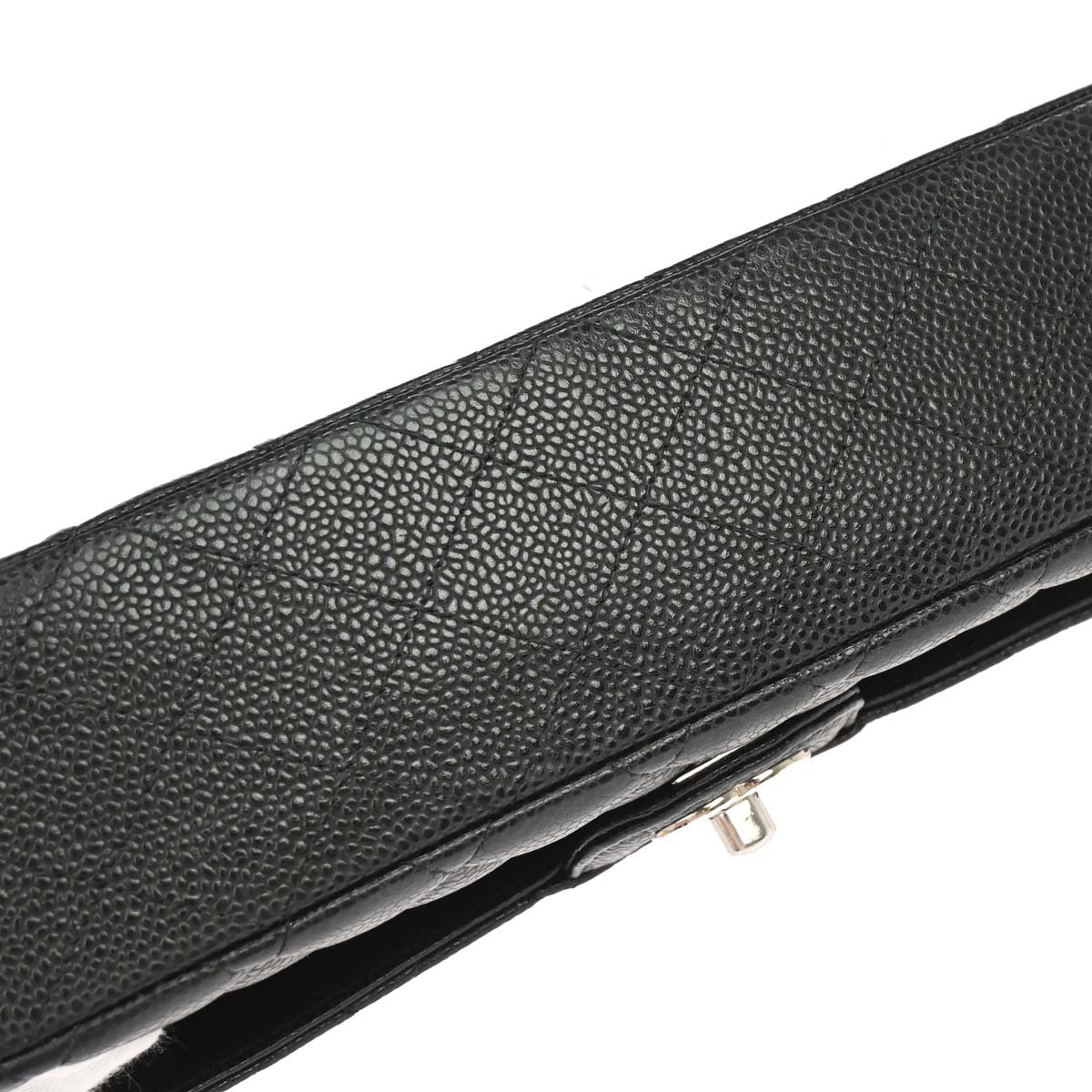 Chanel 2014 Black Caviar Skin Medium Classic Double Flap Shoulder Bag