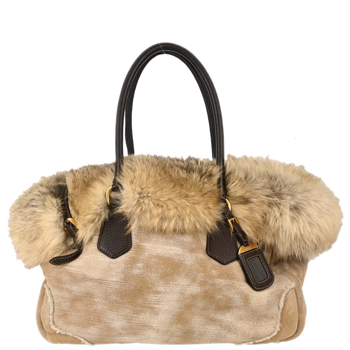 Prada * Beige Mink Fur Tote Handbag