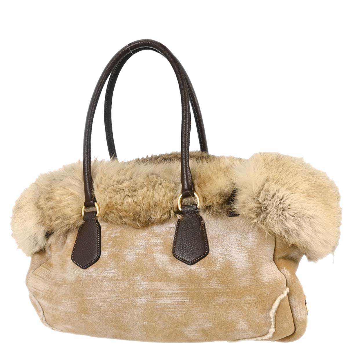 Prada * Beige Mink Fur Tote Handbag