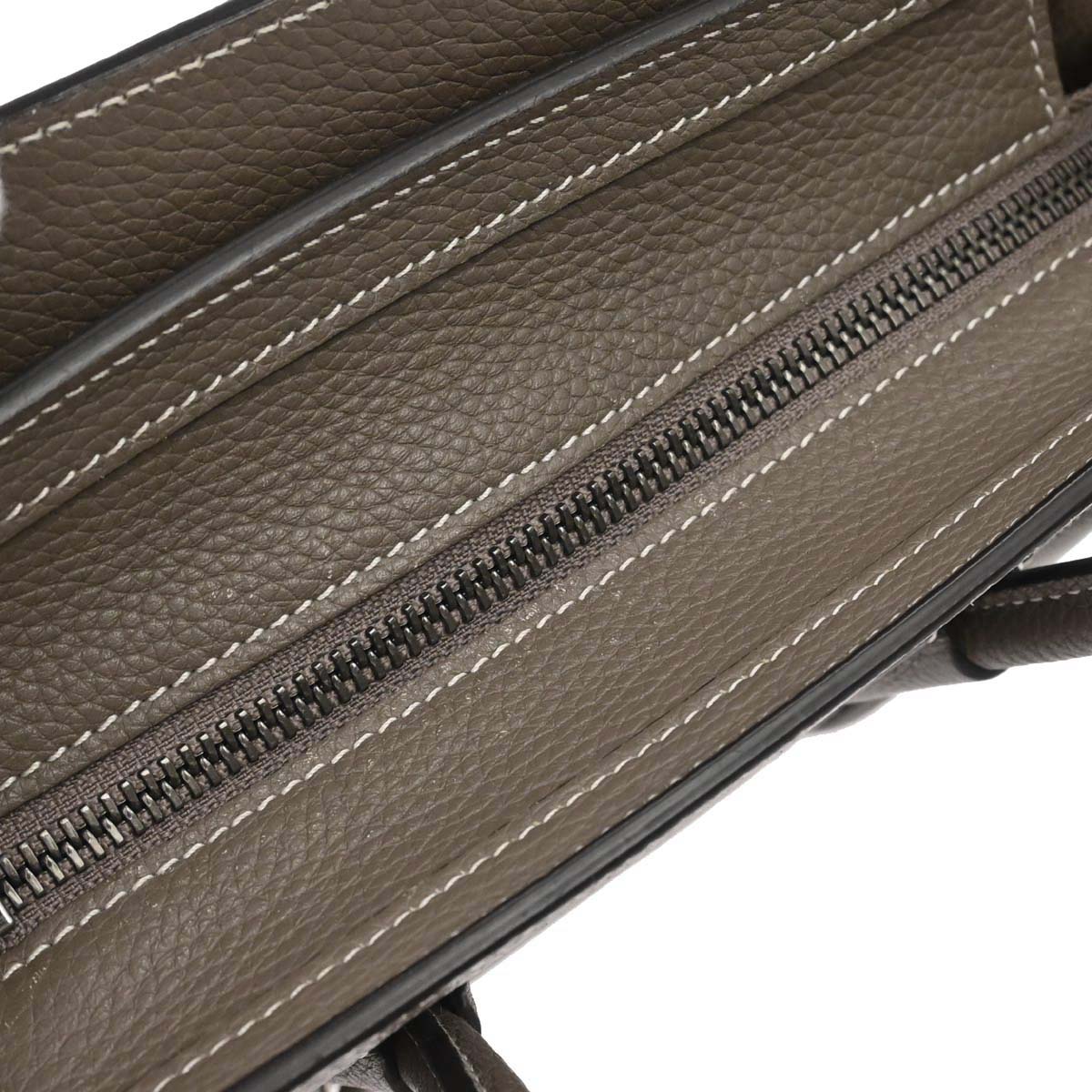 Celine Brown Leather Nano Luggage 2way Shoulder Tote Bag