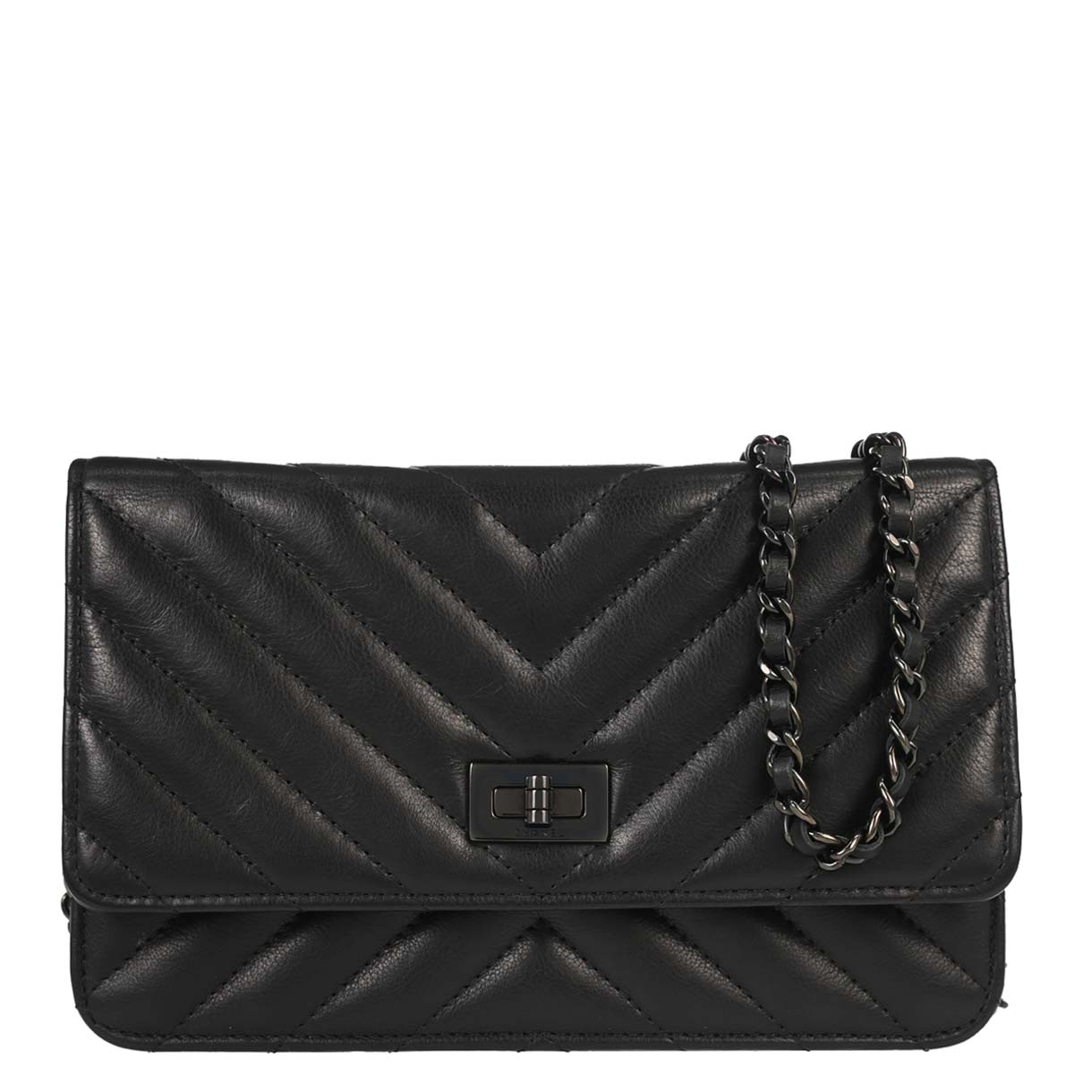 Chanel Lambskin Chevron Mademoiselle Lock WOC Wallet on Chain Ba