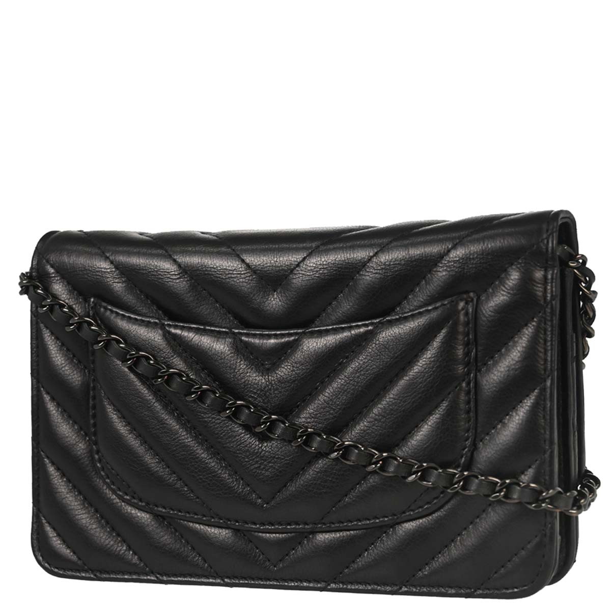 Chanel Lambskin Chevron Mademoiselle Lock WOC Wallet on Chain Ba