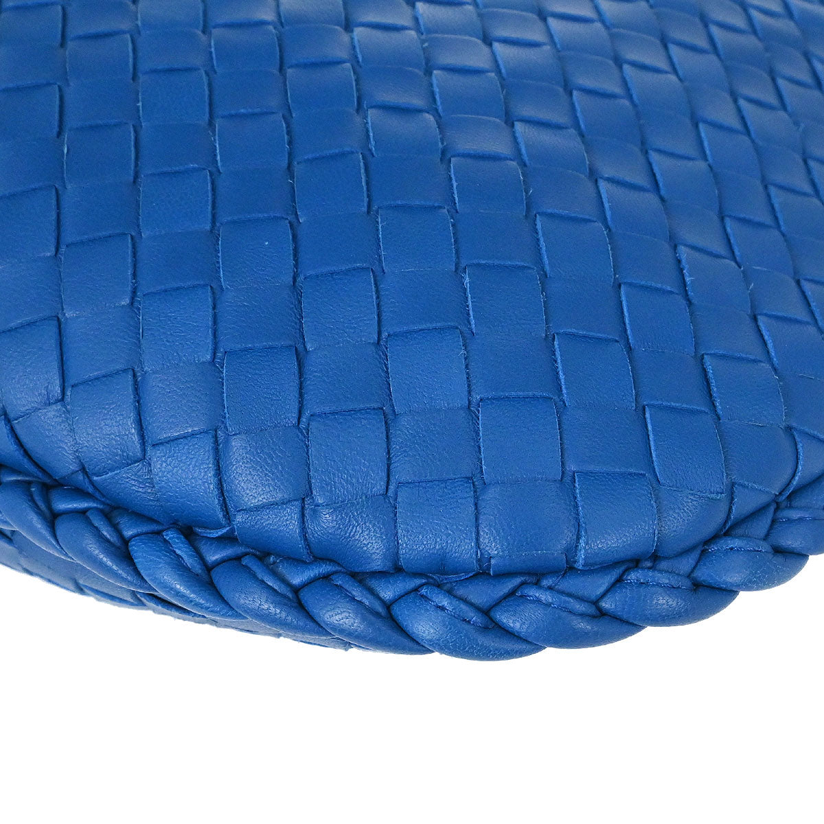 Bottega Veneta Blue Lambskin Intrecciato Hobo Handbag