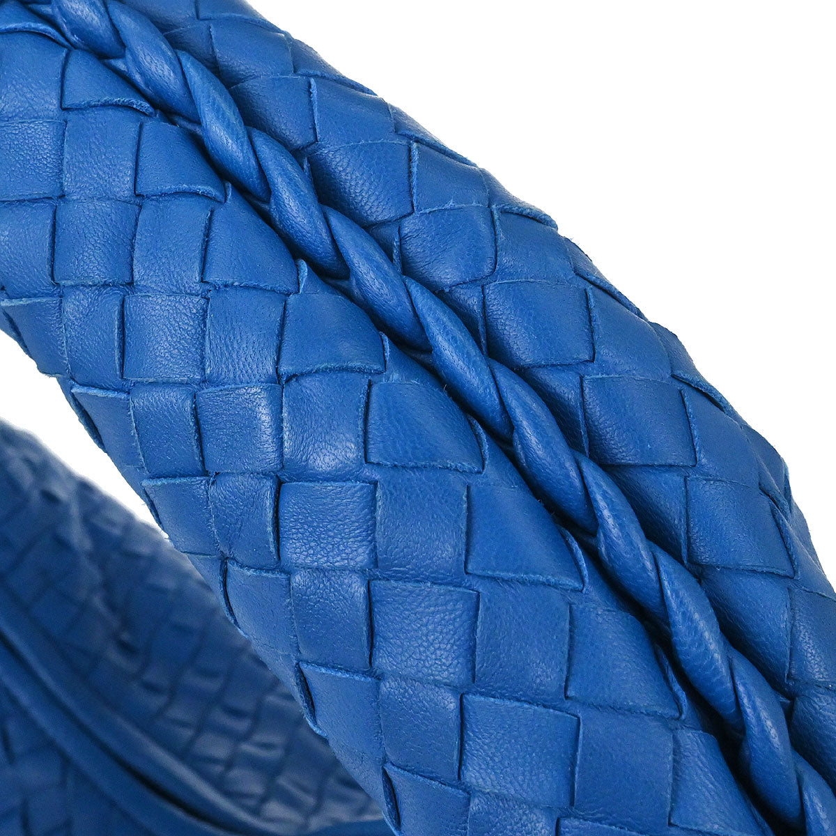Bottega Veneta Blue Lambskin Intrecciato Hobo Handbag