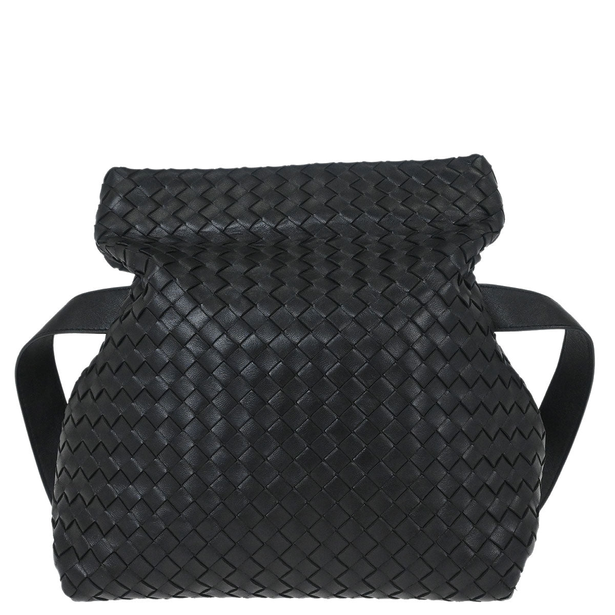 Bottega Veneta Black Lambskin Intrecciato Shoulder Bag