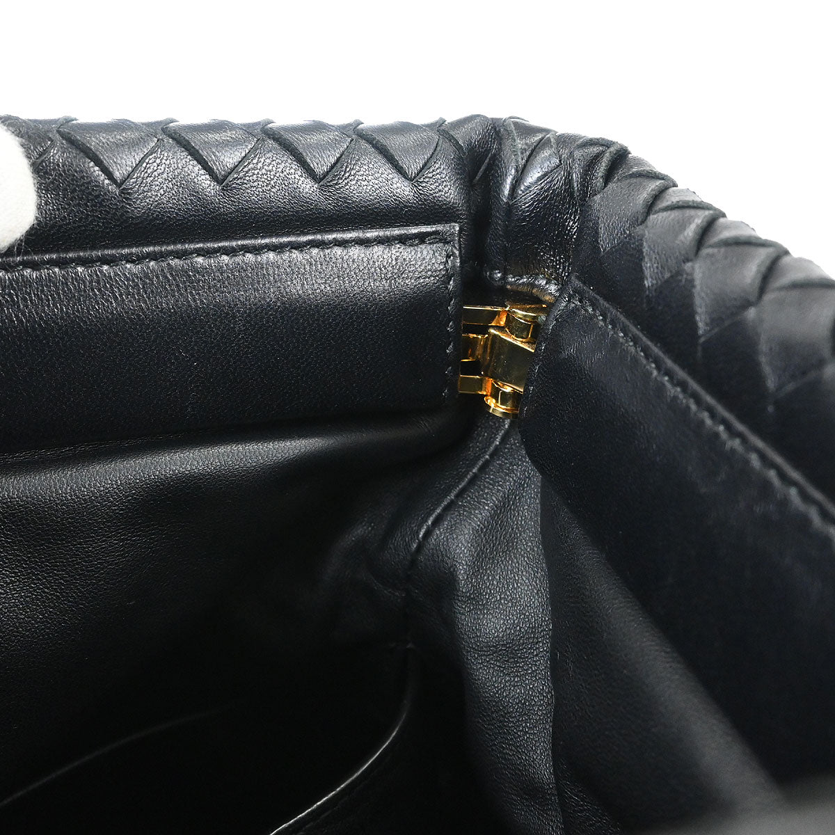 Bottega Veneta Black Lambskin Intrecciato Shoulder Bag