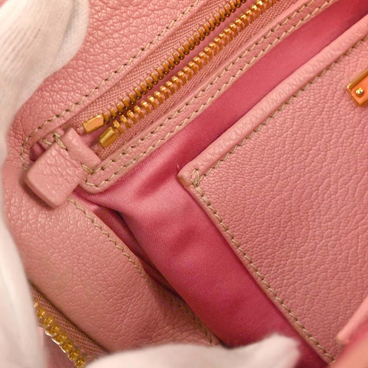 Miu Miu Pink Leather Madras 2way Shoulder Handbag