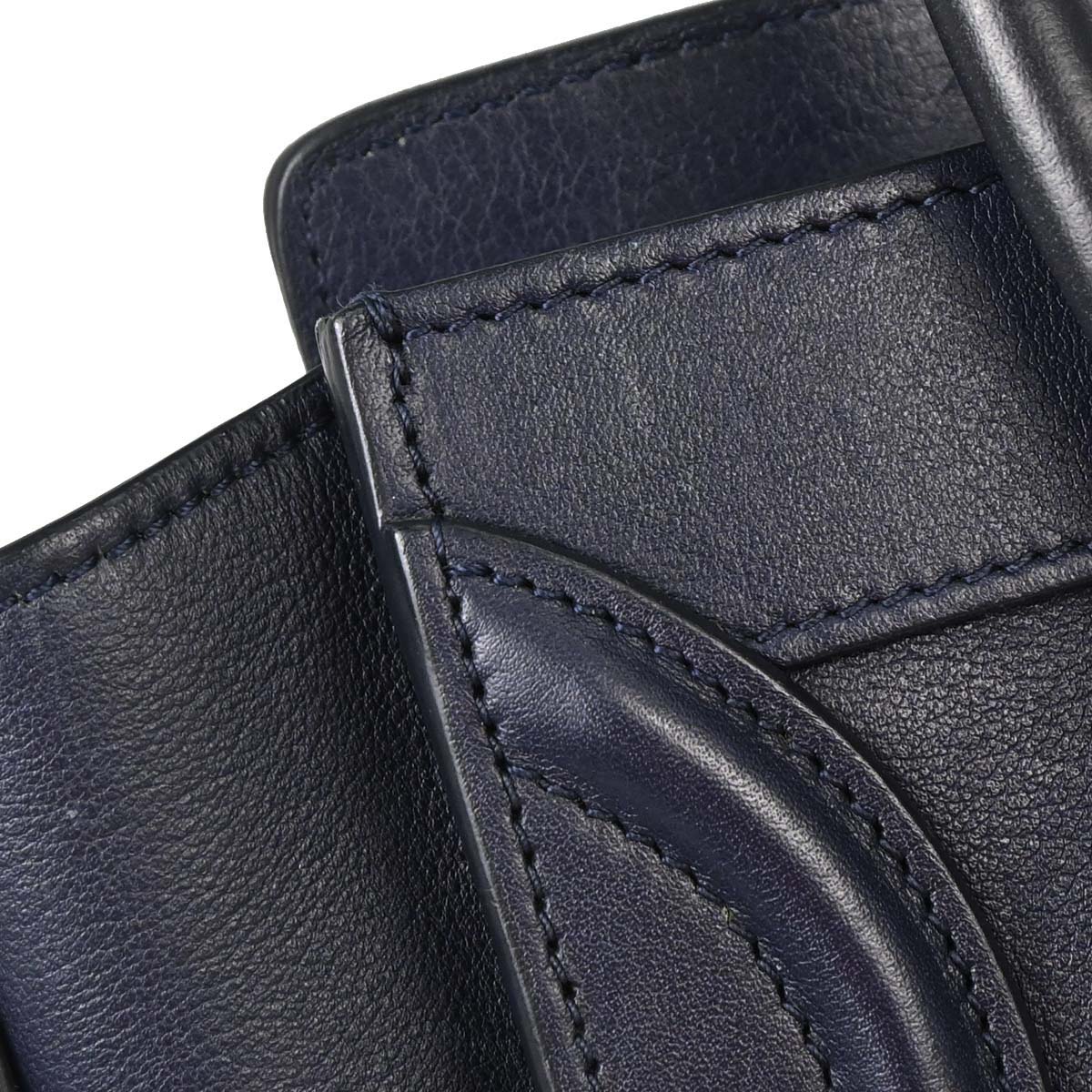 Celine Navy Leather Nano Luggage 2way Shoulder Tote Bag