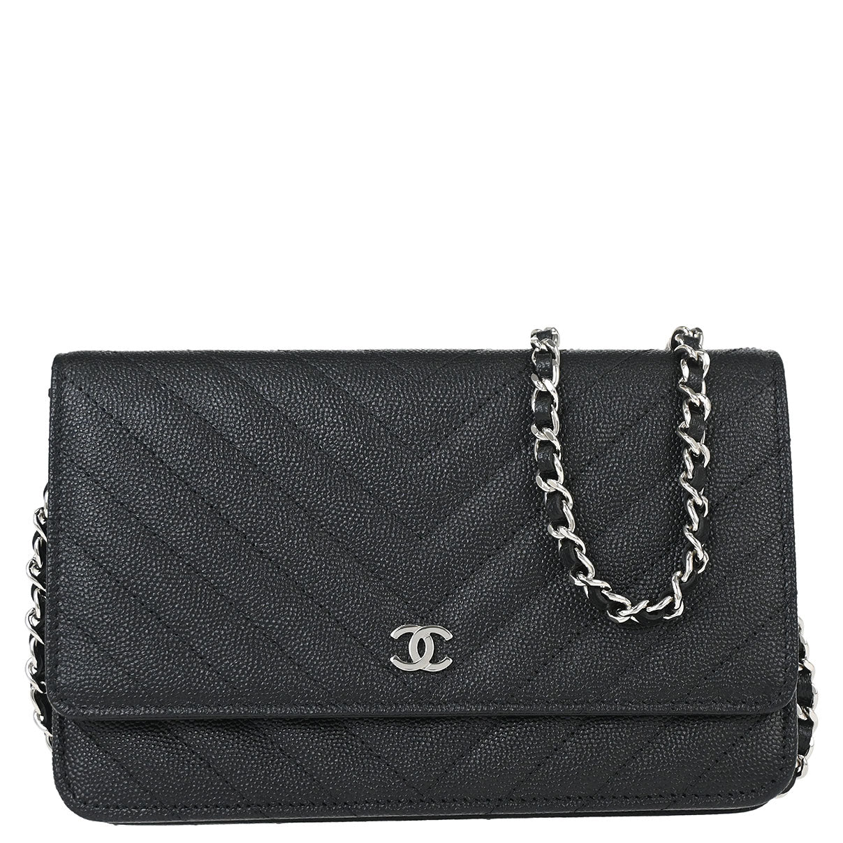 Chanel Black Caviar Skin Classic WOC Wallet on Chain Bag
