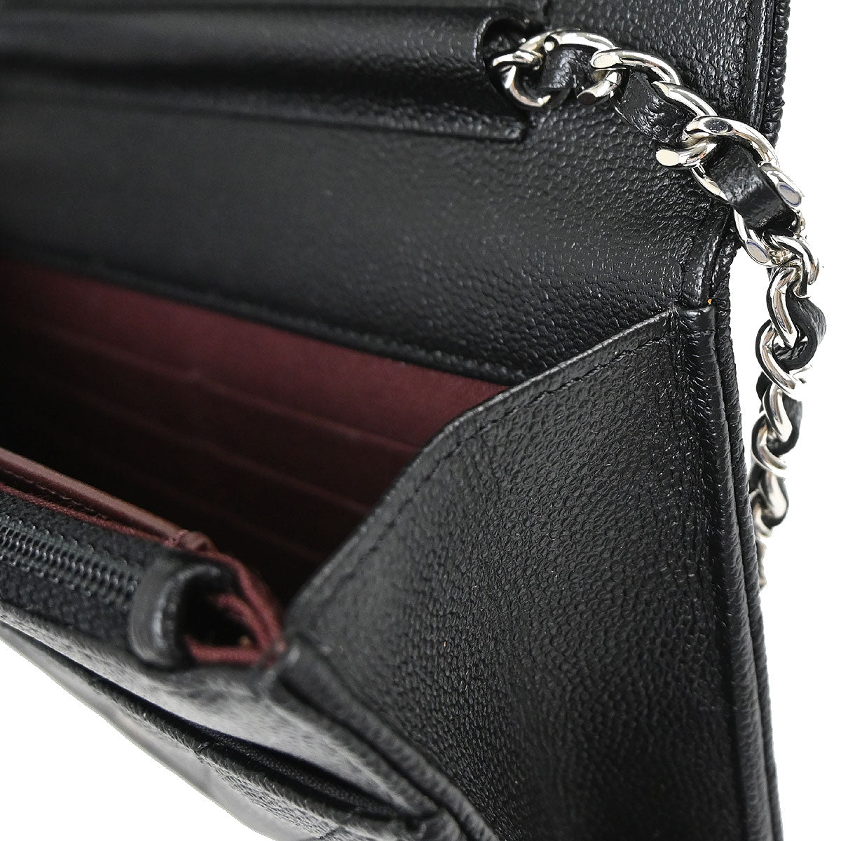 Chanel Black Caviar Skin Classic WOC Wallet on Chain Bag