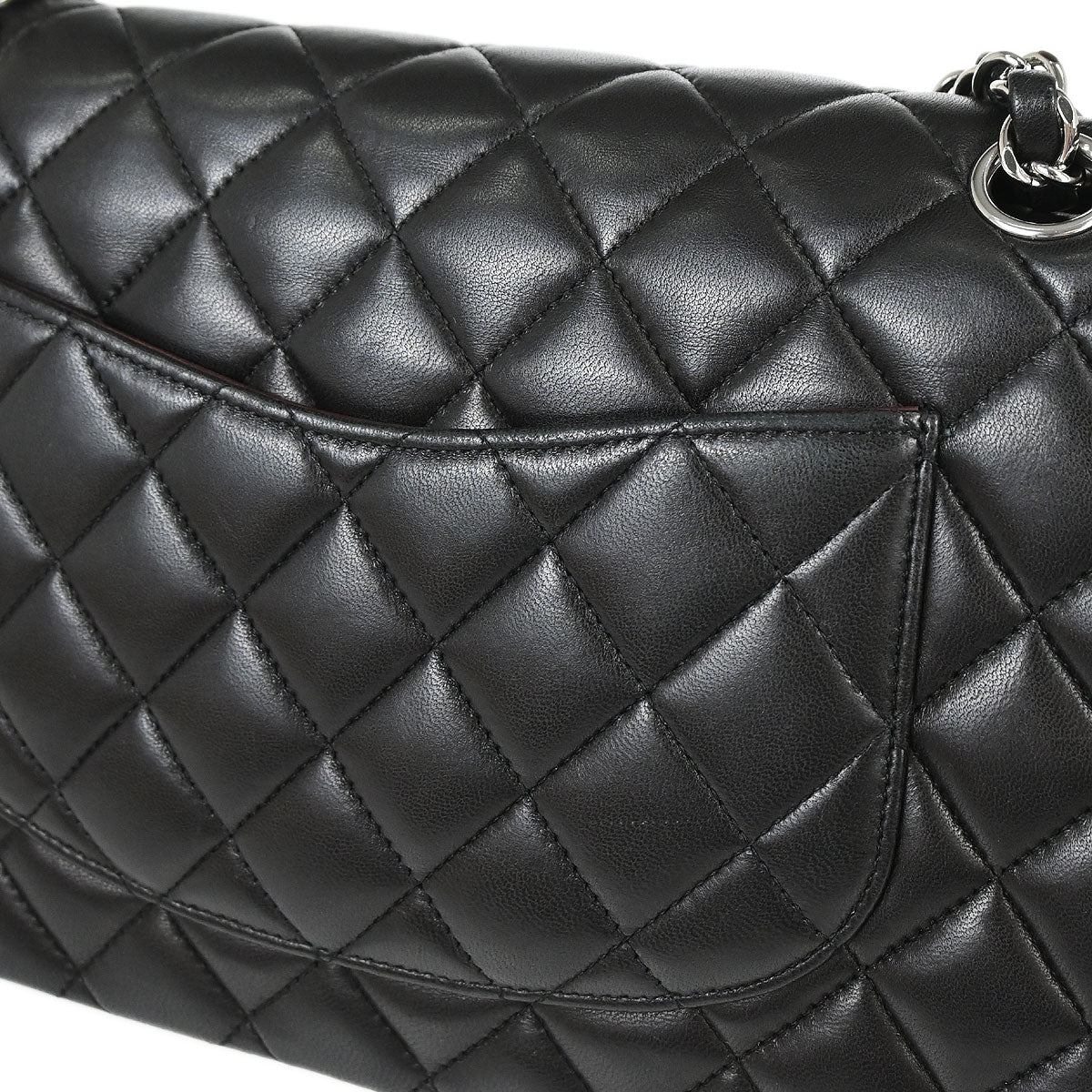 Chanel Black Lambskin Medium Classic Double Flap Shoulder Bag