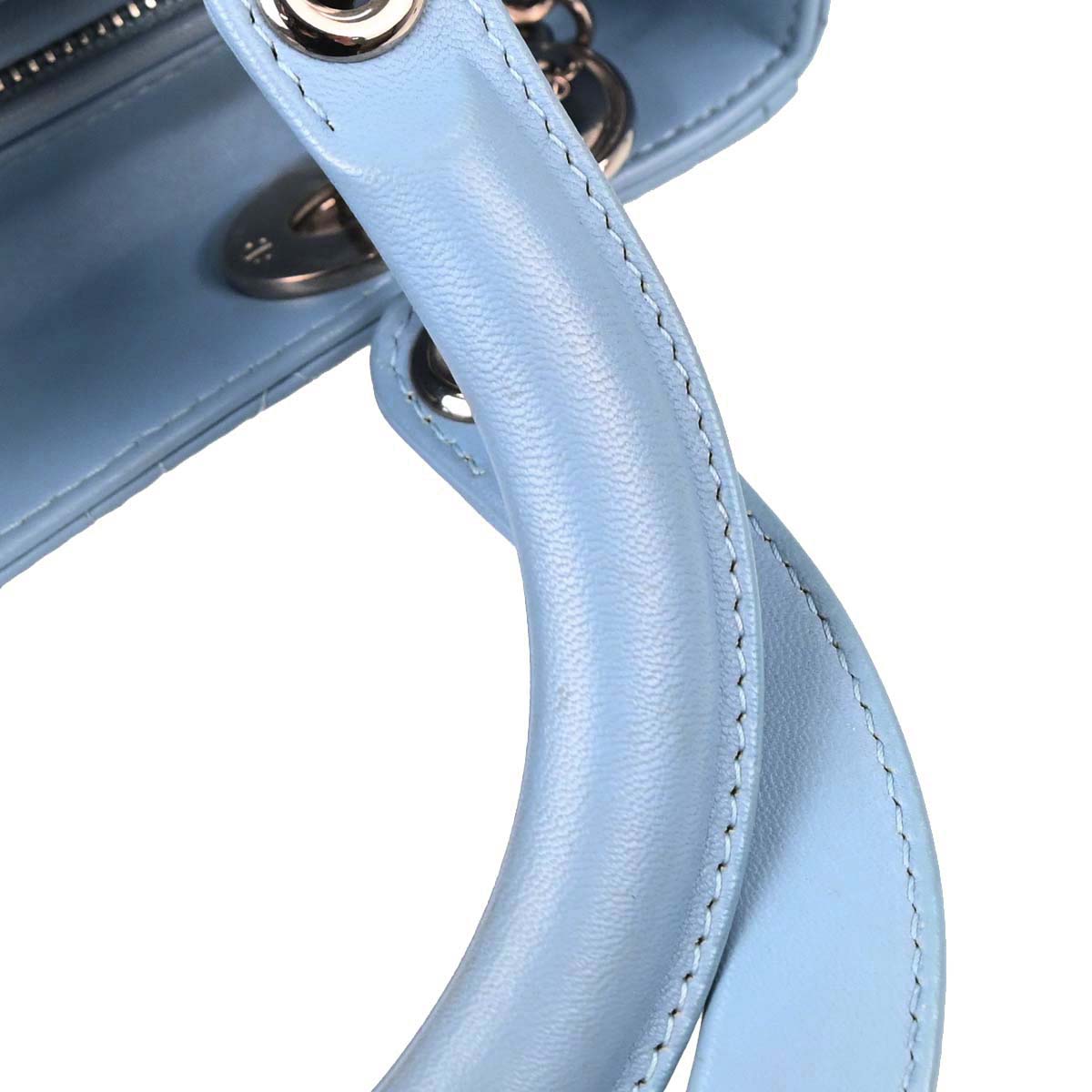 Christian Dior Blue Lambskin Medium Lady Dior Cannage 2way Shoulder Handbag
