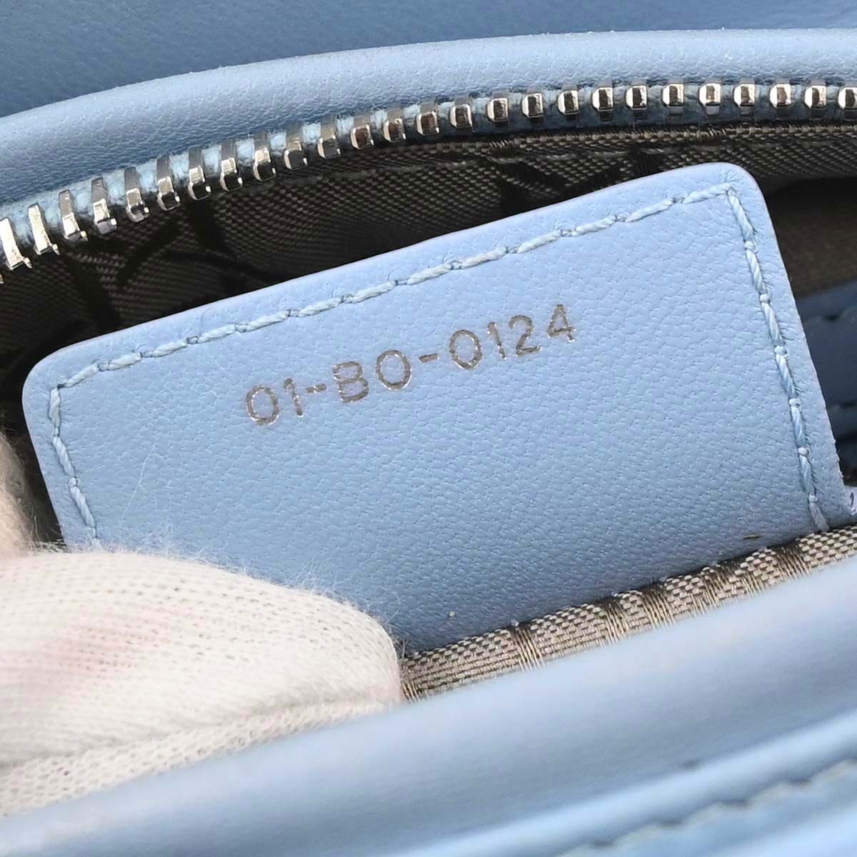 Christian Dior Blue Lambskin Medium Lady Dior Cannage 2way Shoulder Handbag