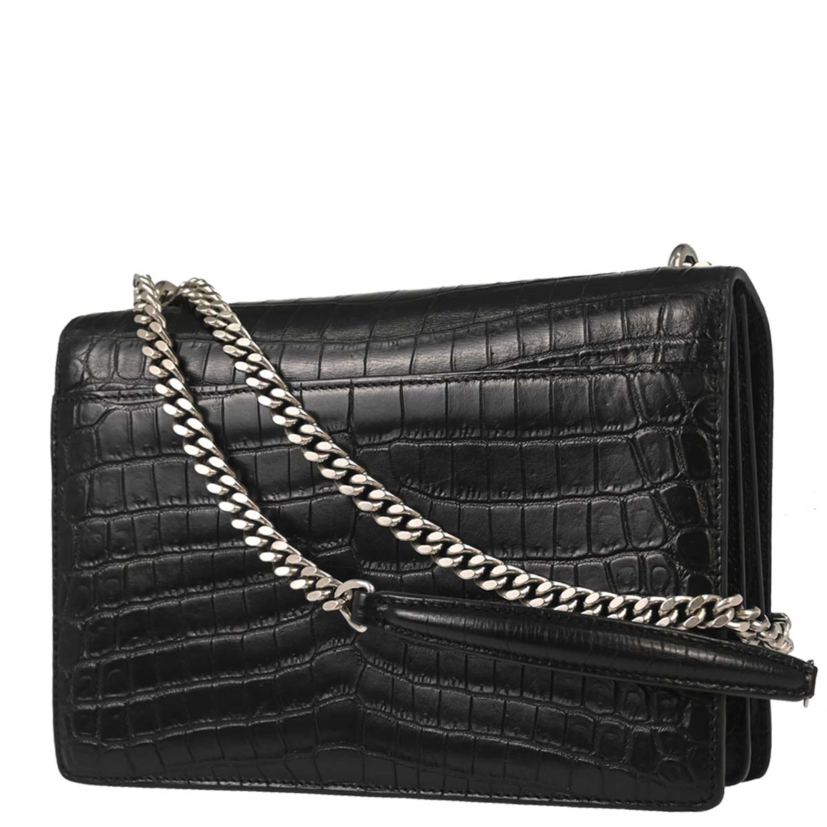 Saint Laurent Black Embossed Leather Sunset Shoulder Bag